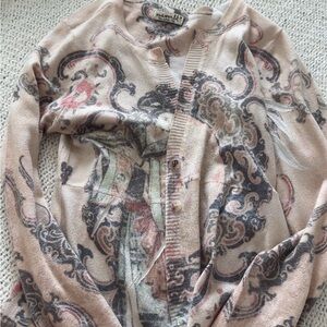 ONE WORLD Beige Artistic Cardigan